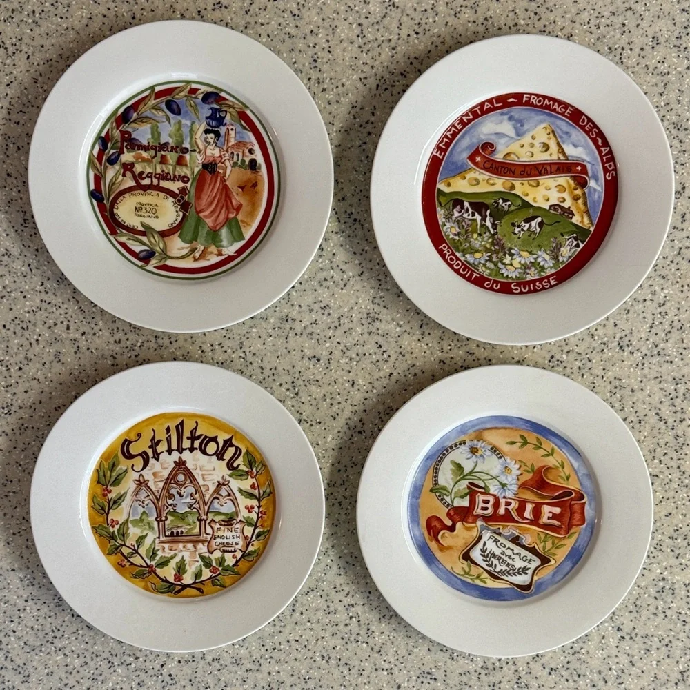 Vtg.Restoration Hardware set of 4 Like New appetizer cheese plates.